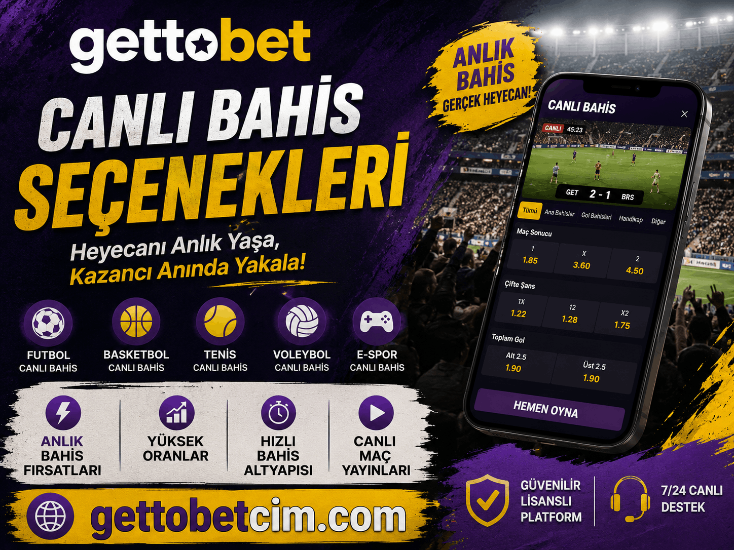 Gettobet Canlı Bahis Seçenekleri